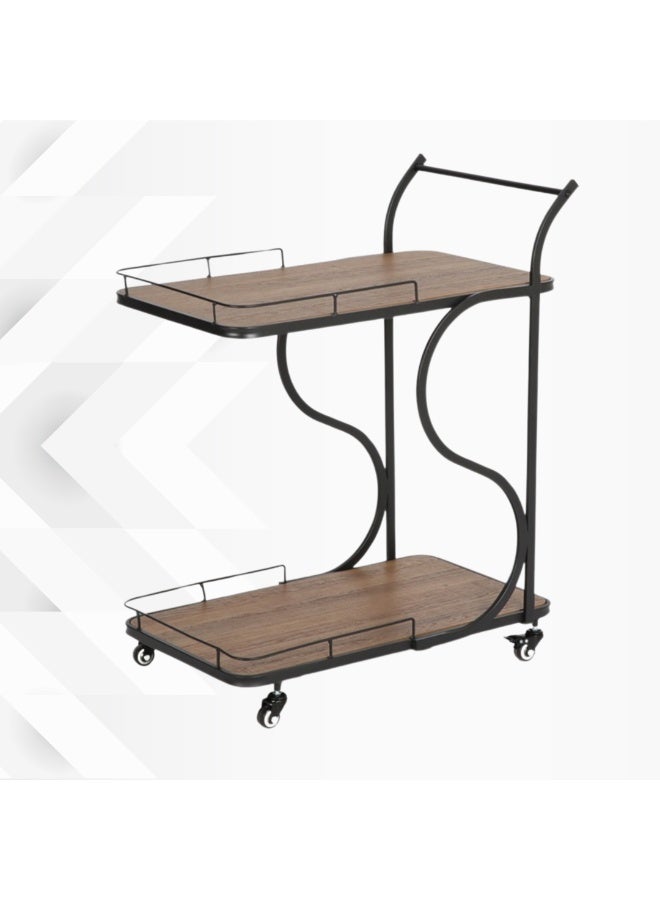 بكسل للأثاث عربة تقديم الضيافة للشاي والقهوة متحركة رفين مستطيلة من بكسل الأثاث - Image 2