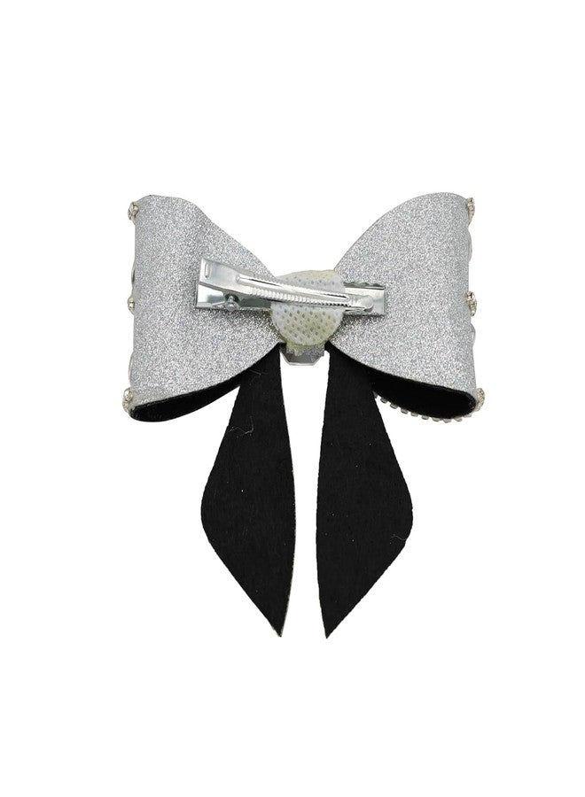 NNR Jewelry Crystal Shiny Stone Bow Butterfly Hair Bow Claw Clip Accessories for Women Girl Flower Princess Headwear Hair Pin | Fancy Hair Clips | Hair Accessories for Women (Silver, Medium) - Image 2