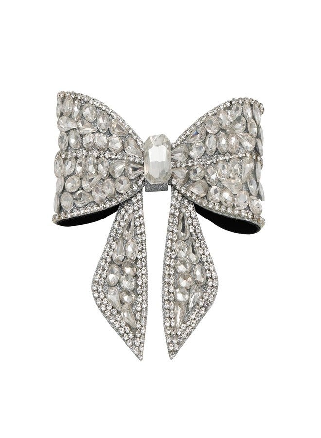 NNR Jewelry Crystal Shiny Stone Bow Butterfly Hair Bow Claw Clip Accessories for Women Girl Flower Princess Headwear Hair Pin | Fancy Hair Clips | Hair Accessories for Women (Silver, Medium) - Image 1