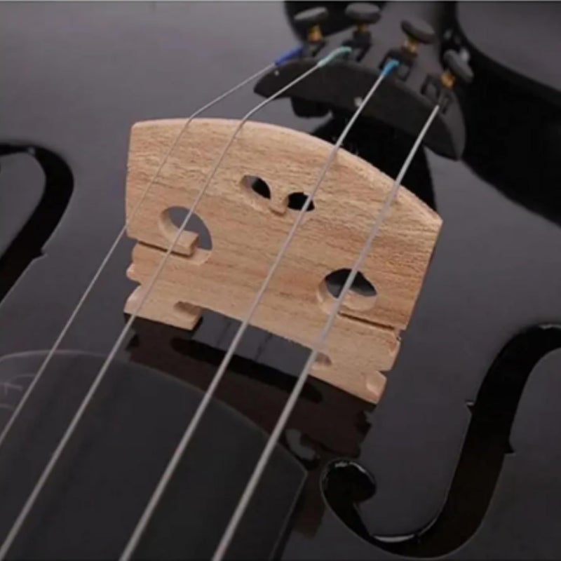 Megarya 4/4 Black Glossy Violin Made By Indian Solid Wood Perfect Choice for Violin Beginners Complete Set With Case, Bow and Rosin - Image 4
