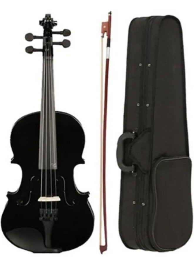 Megarya Megarya 4/4 Black Glossy Violin Made By Indian Solid Wood Perfect Choice for Violin Beginners Complete Set With Case, Bow and Rosin  - Image 1