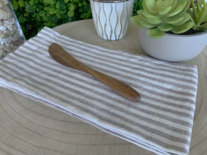 Eight Owls Linen Napkins - 100% French Flax - Stonewashed Pure Linen Cloth Napkins - Mitered Corners - Set of 4 (Gray/White Stripe) - Image 2