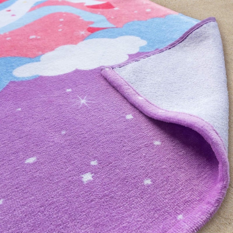 Softerry Rainbow Unicorn Velour Beach Towel for Kids 28in x 55in 100 Cotton 1 Towel 28 x 55 Pink - Image 3