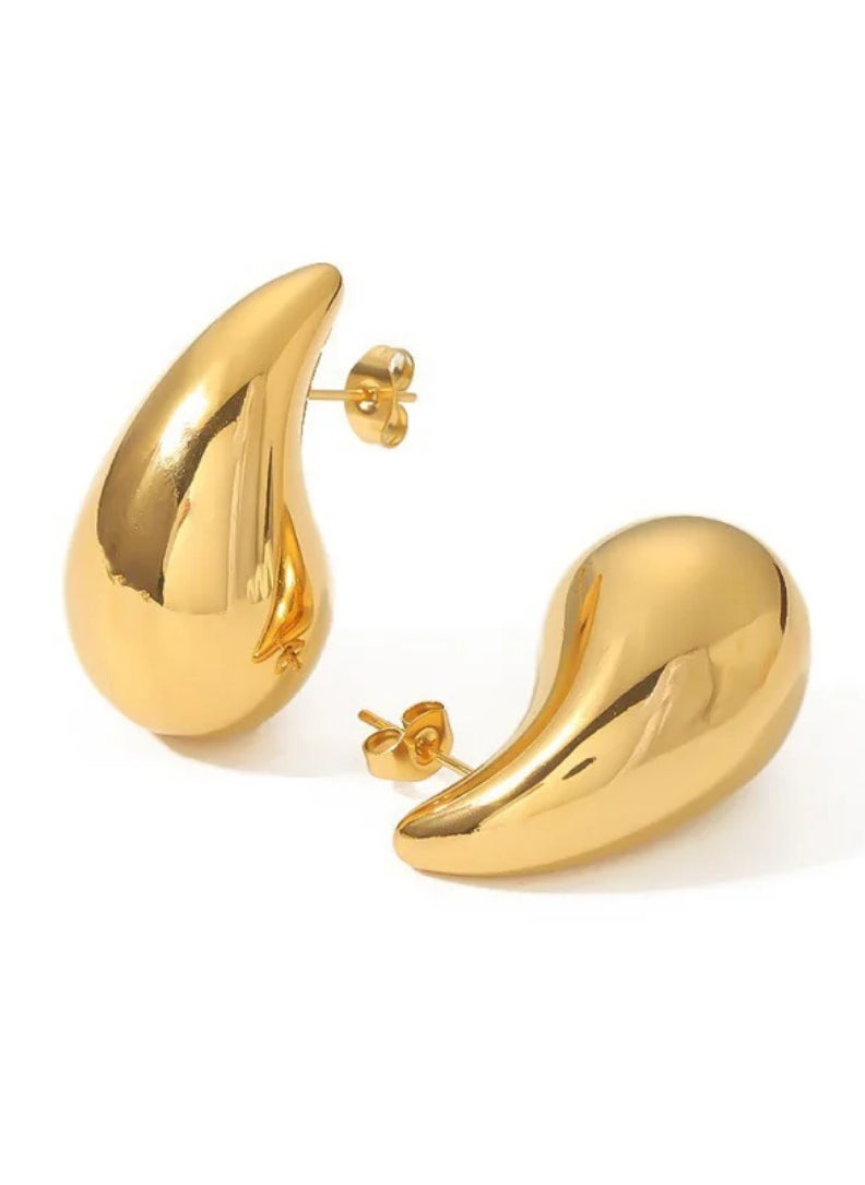 Luxuria 18K Gold Plated Stainless Steel Earrings for Women Doubs Lightweight Hollow Open Water Drop Design Hypoallergenic Plated Fashion Jewelry Girls  - Image 5