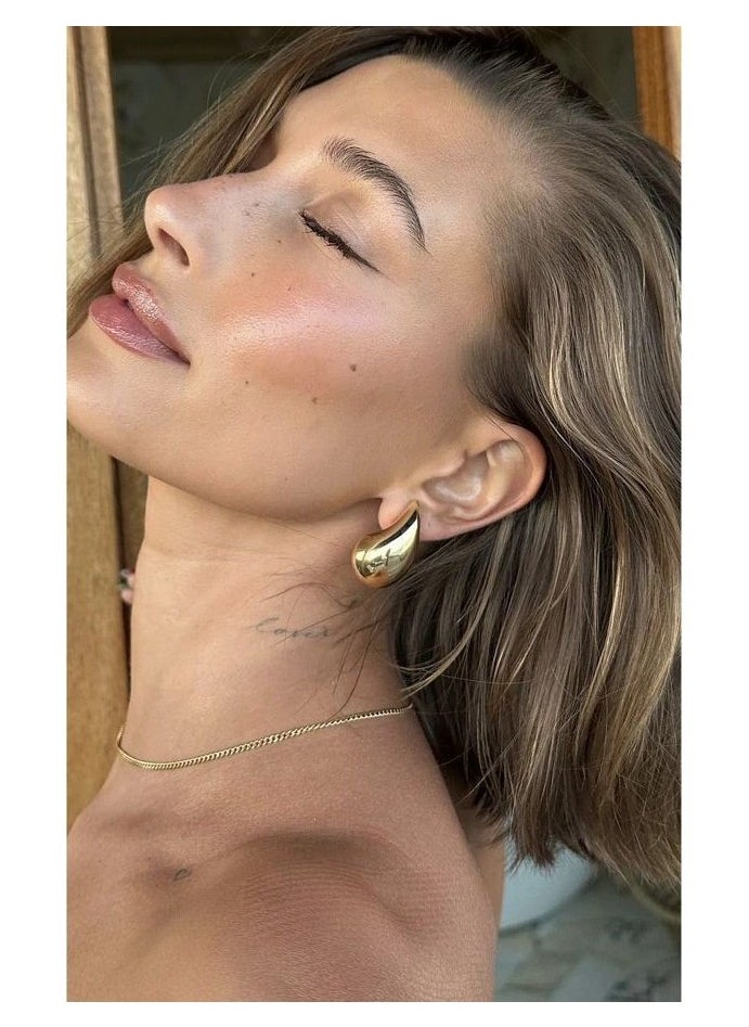 Luxuria 18K Gold Plated Stainless Steel Earrings for Women Doubs Lightweight Hollow Open Water Drop Design Hypoallergenic Plated Fashion Jewelry Girls  - Image 1