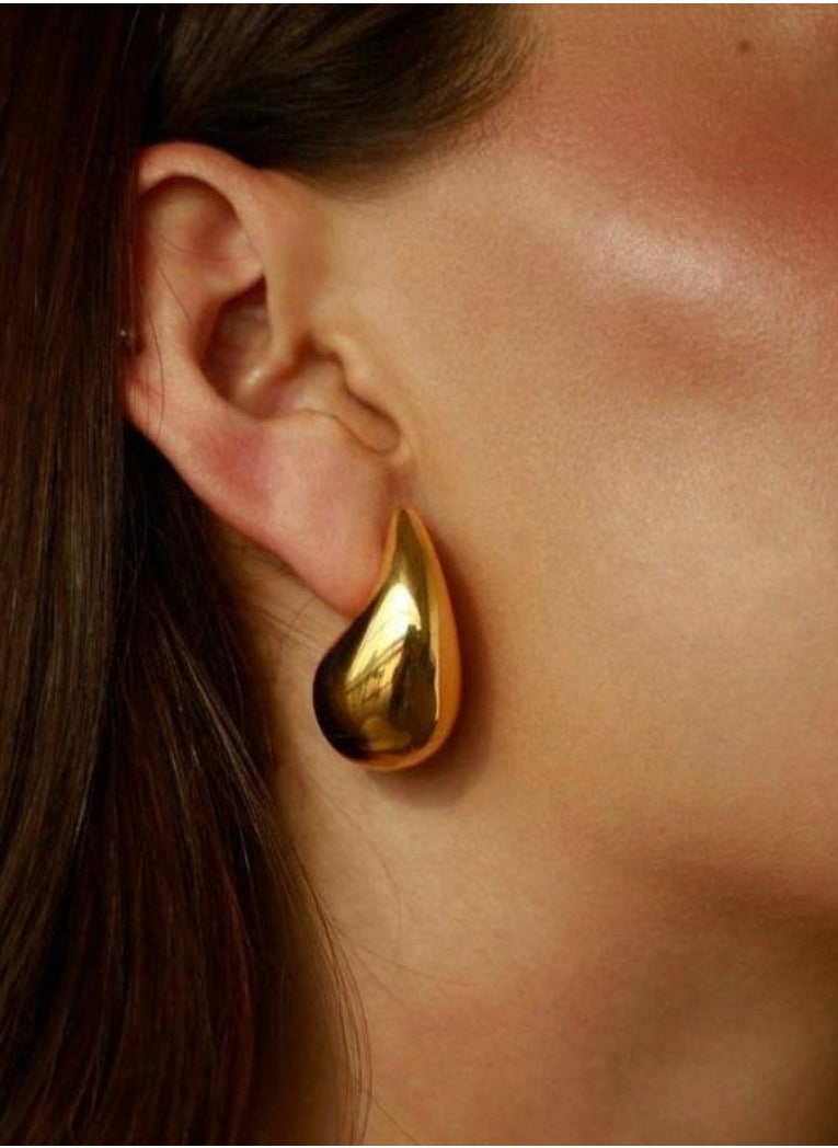 Luxuria 18K Gold Plated Stainless Steel Earrings for Women Doubs Lightweight Hollow Open Water Drop Design Hypoallergenic Plated Fashion Jewelry Girls  - Image 3