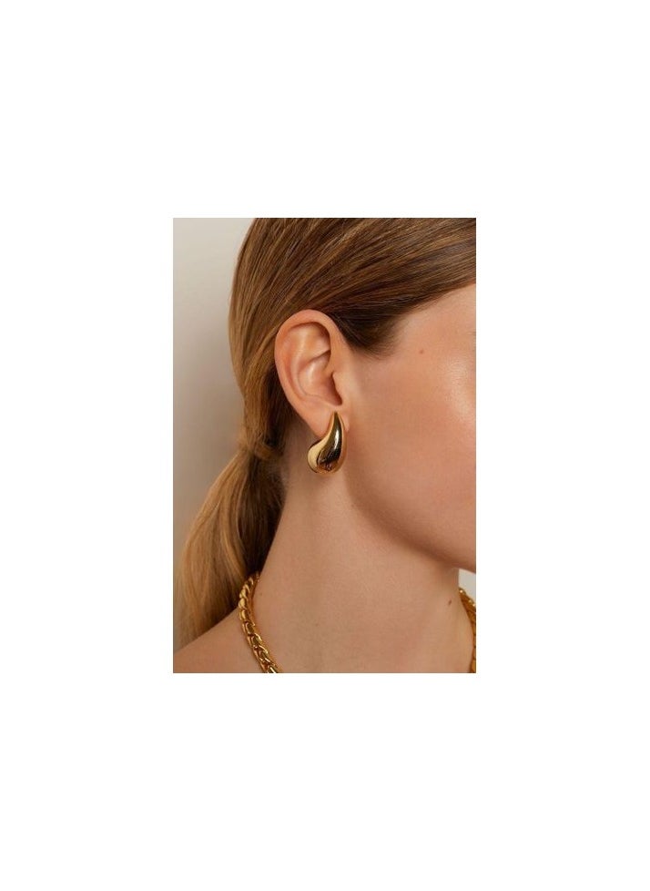 Luxuria 18K Gold Plated Stainless Steel Earrings for Women Doubs Lightweight Hollow Open Water Drop Design Hypoallergenic Plated Fashion Jewelry Girls  - Image 4