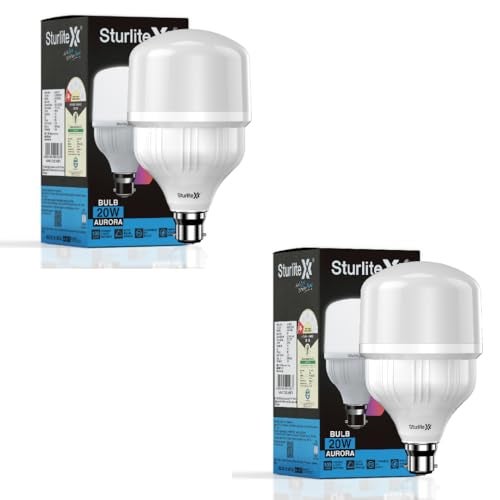Sturlite Aurora 20W LED Bulb| 100 lm/W Bright Light Ouput| Durable PC Built| High Voltage Protection| 15000Hr Rated Life| BIS and BEE Approved| B22 Base Lighting For Indoor & Outdoor (Pack of 2) - Image 1