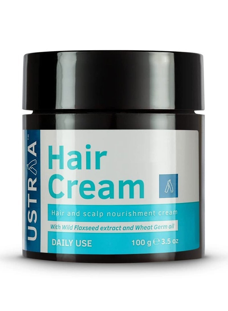 USTRAA Hair Cream for Men - 100g - For Daily Use with Light Hold- Style & nourishment | Wheat Germ Oil | Wild Flax Seed Extracts | Moisturizes Hair | Non-sticky, Sulphate & Paraben FREE - Image 1