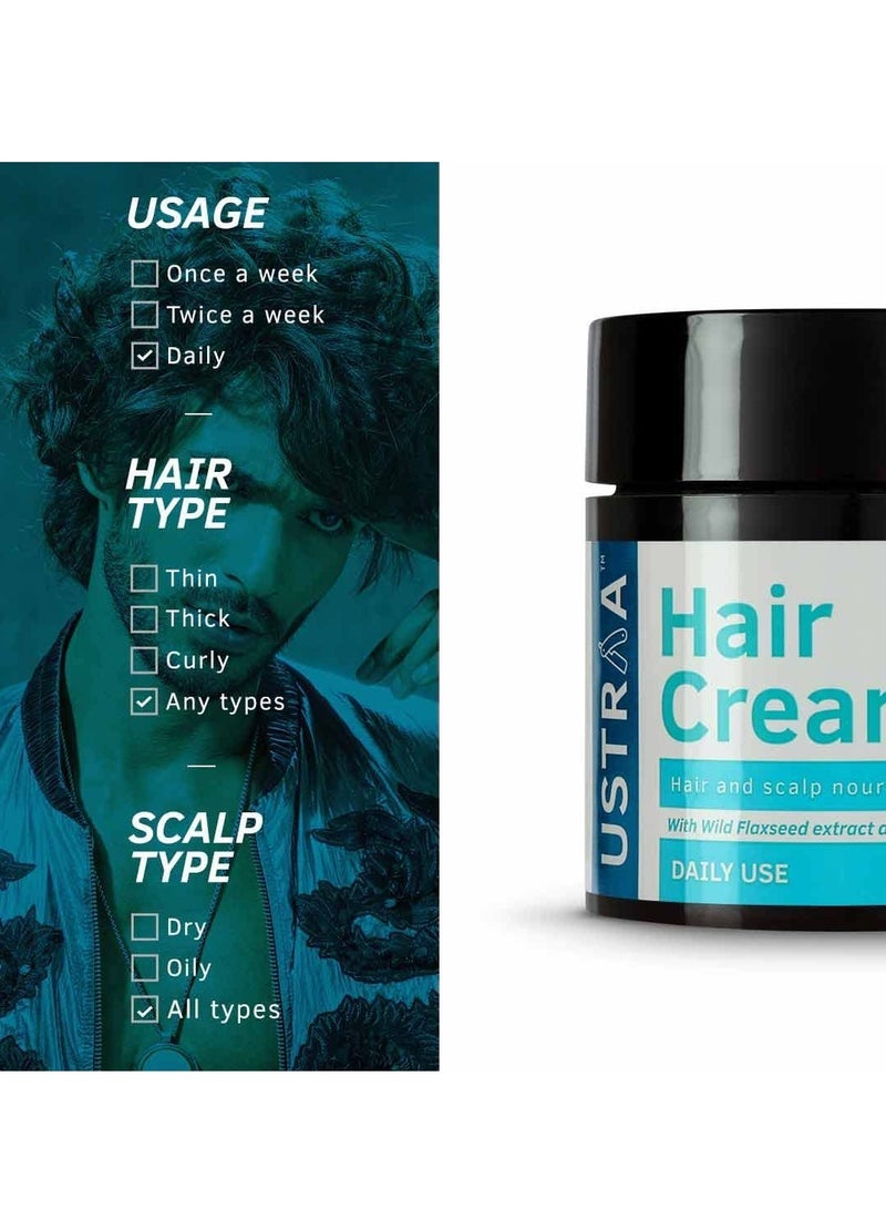 USTRAA Hair Cream for Men - 100g - For Daily Use with Light Hold- Style & nourishment | Wheat Germ Oil | Wild Flax Seed Extracts | Moisturizes Hair | Non-sticky, Sulphate & Paraben FREE - Image 4