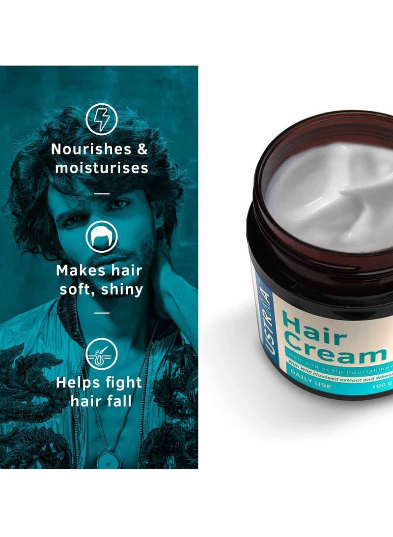 USTRAA Hair Cream for Men - 100g - For Daily Use with Light Hold- Style & nourishment | Wheat Germ Oil | Wild Flax Seed Extracts | Moisturizes Hair | Non-sticky, Sulphate & Paraben FREE - Image 2