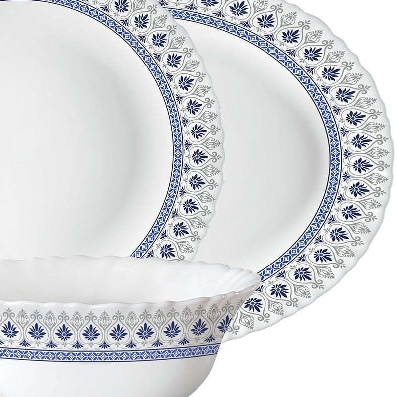LARAH BY BOROSIL Larah by Borosil Ocean Fluted Series Opalware Dinner Set | 33 Pieces for Family of 6 | Microwave & Dishwasher Safe | Bone-Ash Free | Crockery Set for Dining & Gifting | Plates & Bowls | White - Image 3