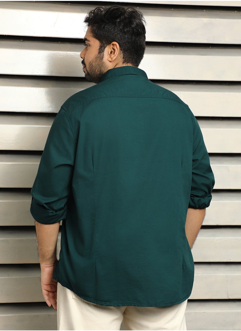 HIGH STAR Regular Fit Dark Green Shirt for Men, Casual and Solid Design  - Image 5