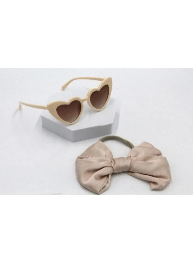 D'Daniela D'Daniela - Beige Glasses and Bow Barrette Ponytail Set for Girls