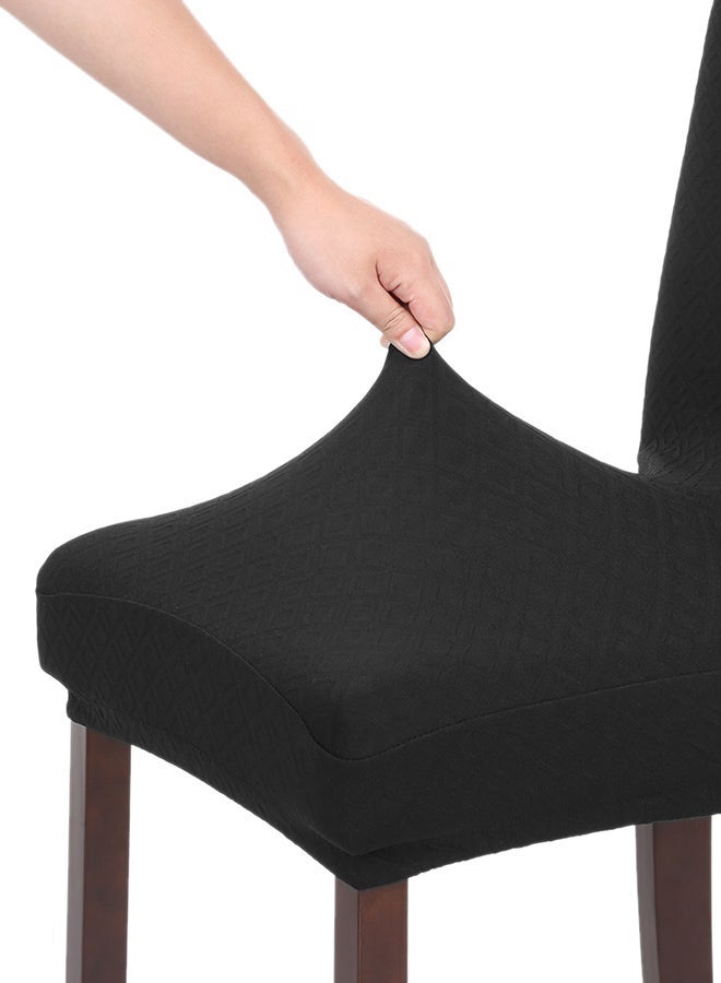 Thick Knit Washable Dining Chair Cover Black 0.228kg  - Image 3
