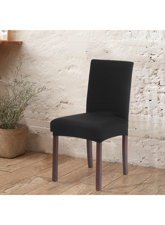 Thick Knit Washable Dining Chair Cover Black 0.228kg  - Image 2