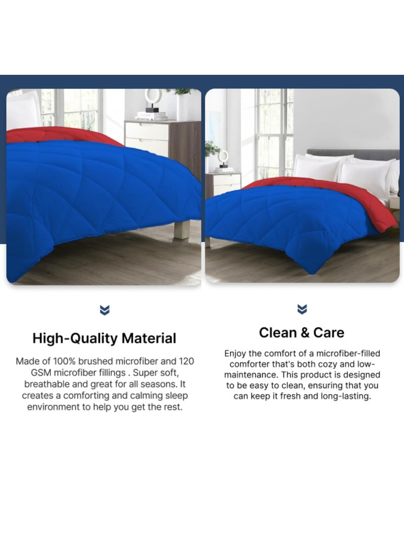 ELEGANT WEAVERS ELEGANT WEAVERS Comforter Double Bed Ac Comforter Double Bed 230 GSM Microfiber Reversible Comforter Comforter Queen Size BedSize 220 x 210 Cm Red Blue  - Image 5