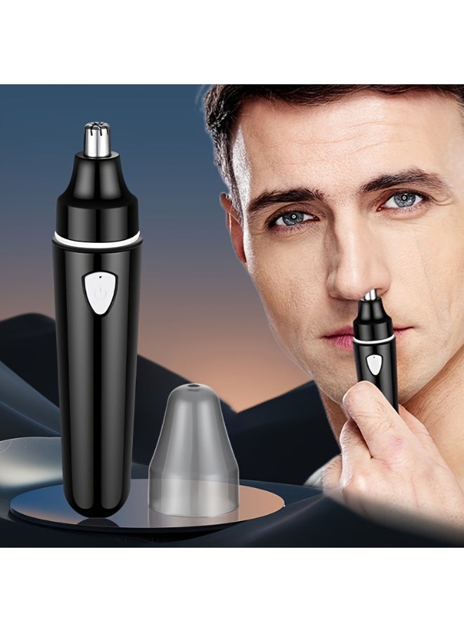 Electric Nose and Ear Hair Trimmer for Men and Women, USB Type-C Rechargeable 2W Grooming Tool with 3.7V Rated Voltage, Safe Rotary Blade, Transparent Protective Cap and One-Button Operation, Portable Facial Hair Trimmer for Home and Travel – Black - Image 2