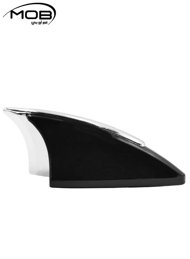 MOB Shark Fin Car Roof Antenna HD-5413 – Universal Decorative AM/FM Signal Receiver, Chrome & Black Finish, Aerodynamic Design, Static Reduction, Easy 3M Adhesive Installation for Cars, SUVs & Sedans - Image 2