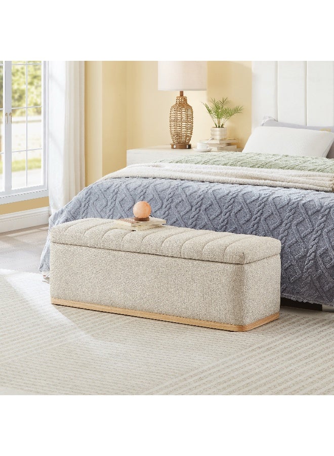 Home Box Nordica Fabric Storage Bench in Beige - Image 1