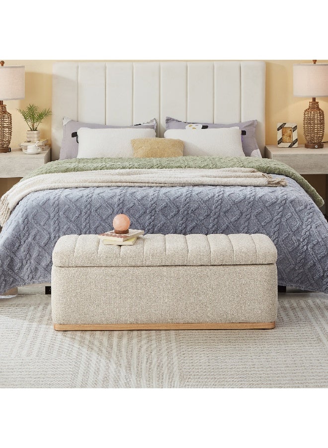 Home Box Nordica Fabric Storage Bench in Beige - Image 4