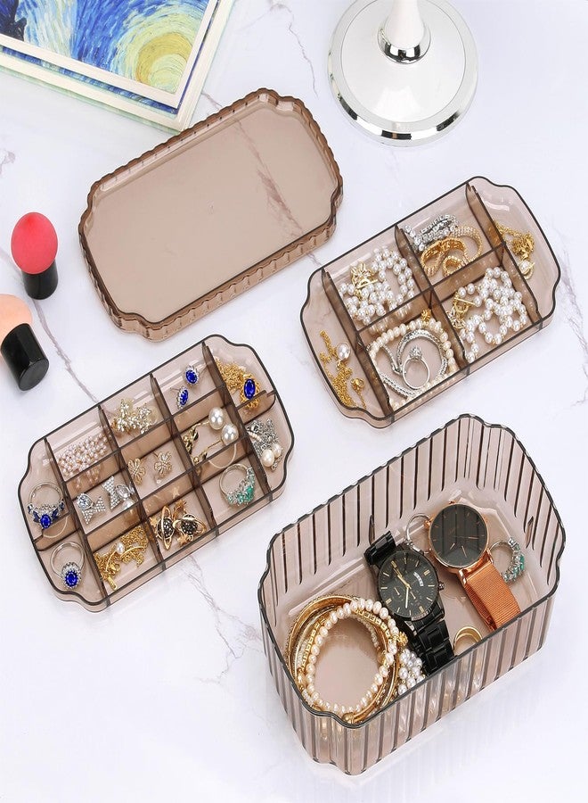 LETURE 3-Layer Jewelry Organizer Box for Earrings, Rings, Necklaces, Bracelets, Clear Plastic Bead Storage Containers for Crafts (Coffee) - Image 5