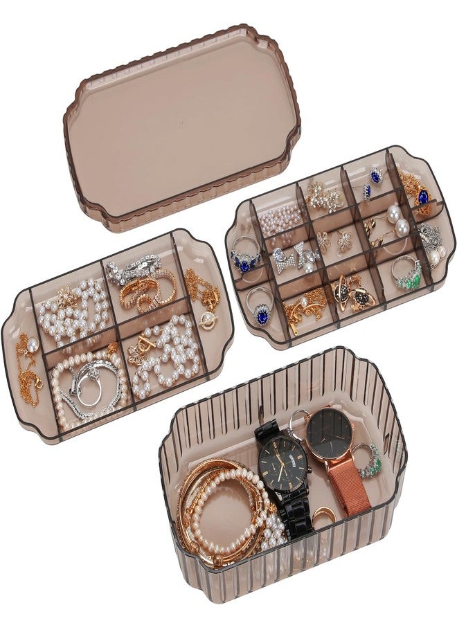 LETURE 3-Layer Jewelry Organizer Box for Earrings, Rings, Necklaces, Bracelets, Clear Plastic Bead Storage Containers for Crafts (Coffee) - Image 1