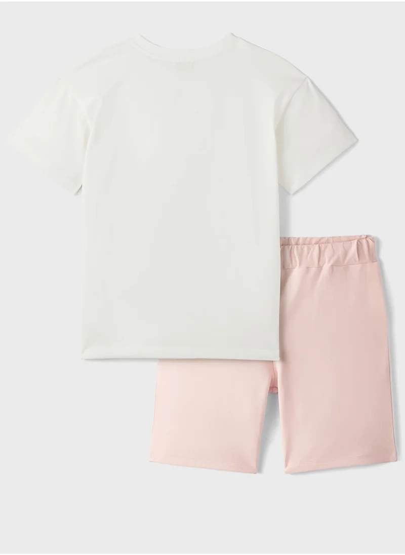 JUNE Kids Crew Neck T-Shirt And Short Set