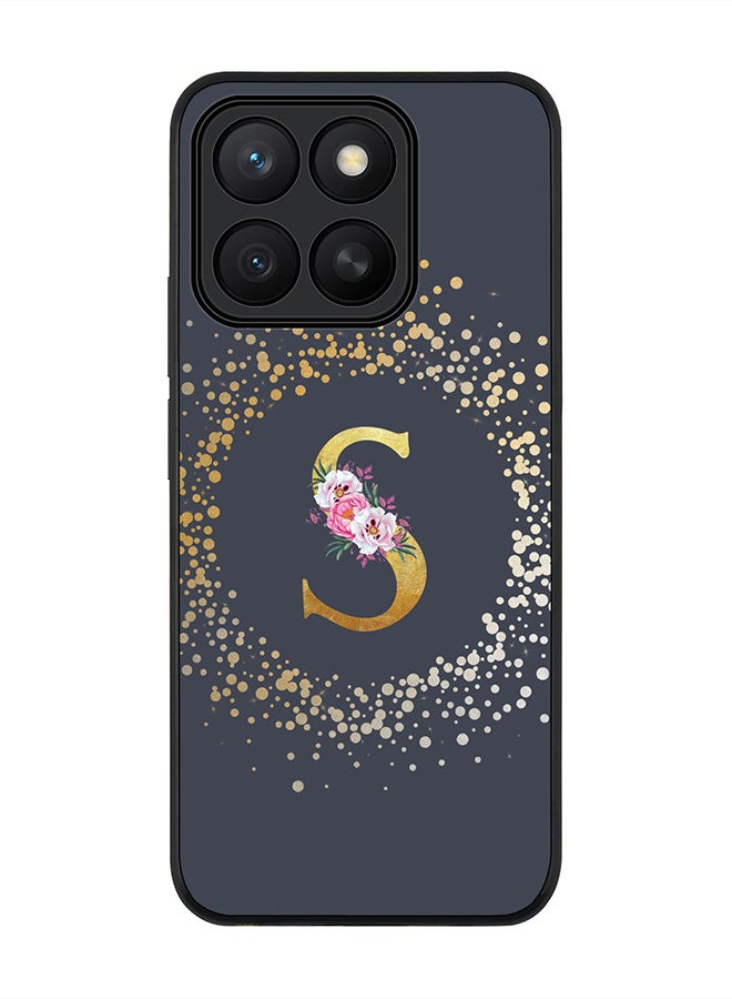 Stylizedd For Honor X8c Case,Slim fit Camera Protection, Shockproof Thin Phone cover  - Custom Monogram Floral - S  (Grey )