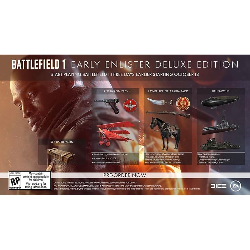 Electronic Arts Battlefield 1 Early Enlister Deluxe Edition Playstation 4 One Size Multi - Image 2