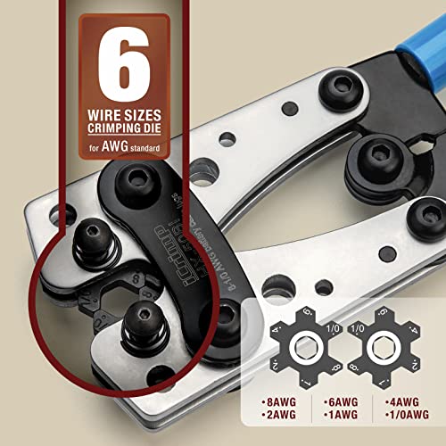 IWISS iCrimp Cable Lug Crimping Tool for Heavy Duty Wire Lugs, Battery Terminal, Copper Lugs AWG 8-1/0 - Image 2