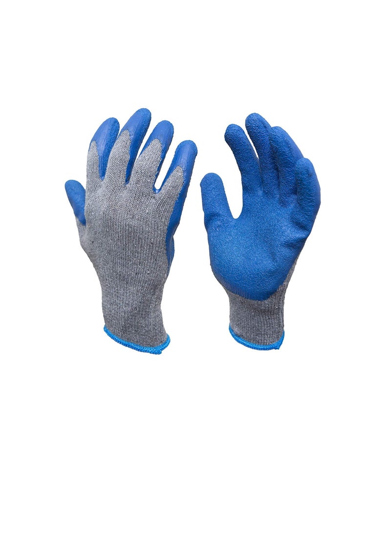 Rubber Latex Double Coated Work Gloves with Grip for Construction, Gardening Gloves, Heavy Duty Cotton Blend Blue Uni size (5 Pair) - Image 2