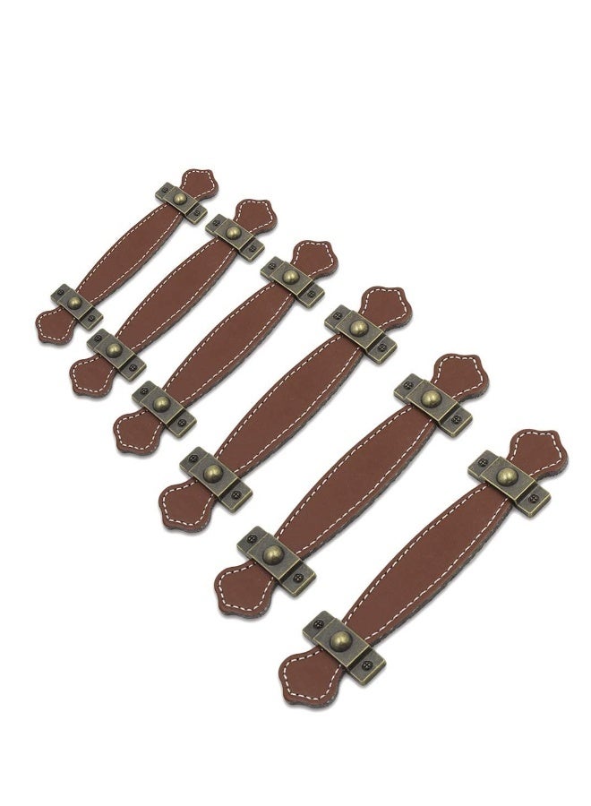 6 قطع مقبض أثاث بسطح جلدي 6.3 تصميم عتيق مقبض جلدي قوي لسحب الأدراج والخزائن وحقيبة PU - Image 3