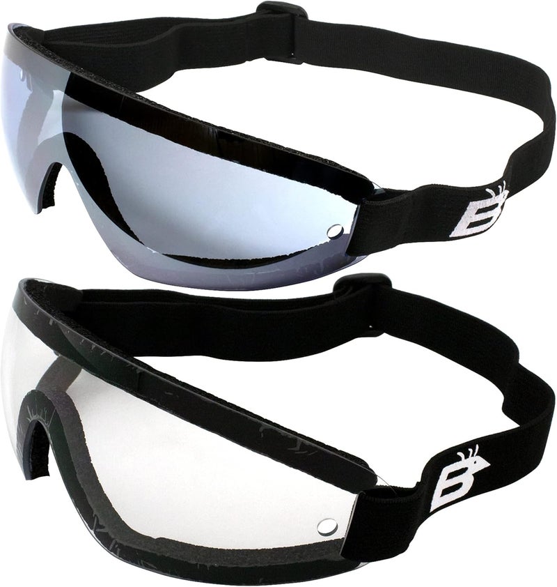 Birdz 2-Pack Skydiving Goggles with Reduced Glare Light Blue and Clear Lenses - Image 1