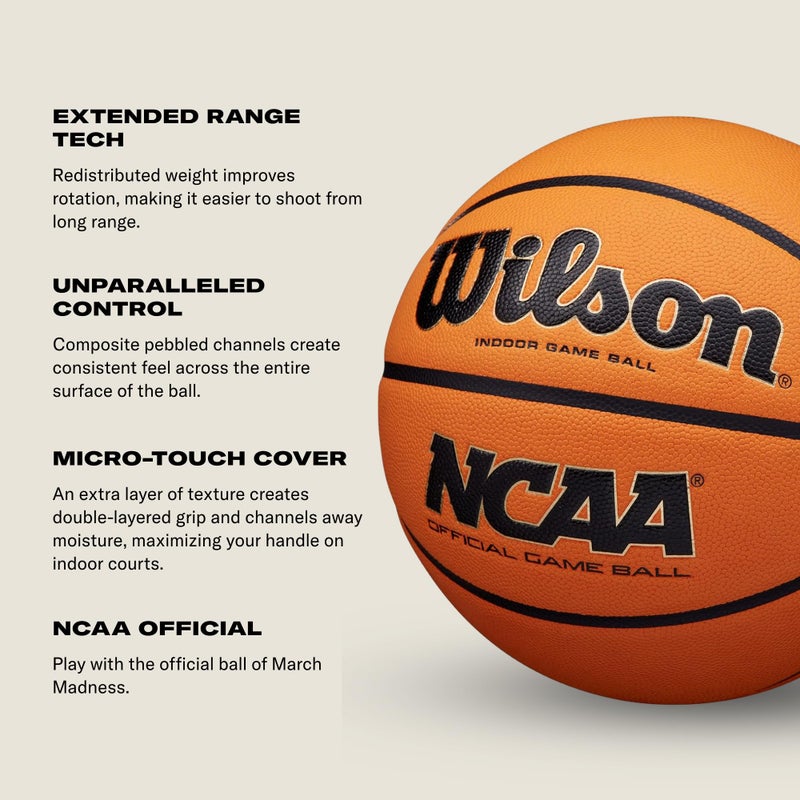 WILSON NCAA Evo NXT Indoor Game Basketball - Size 7 - 29.5" - Image 5