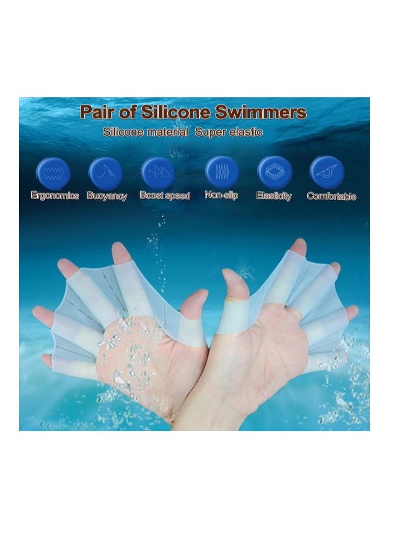 OASIS-TH Silicone Swimming Gloves Swimming Fins Equipment Fins Hand Webs Palm Finger Frog Webs Water Training Waterproof Fitness Paddling Aerobics Snorkeling Unisex Size L Suitable For Men  - Image 3