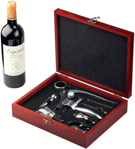 Cooko Wine Opener Set,Wine Bottle Opener Including Foil Cutter, Bottle Stopper Pourer and Extra Spiral,Wine Corkscrew Set,Gift box Opener Kit. - Image 1