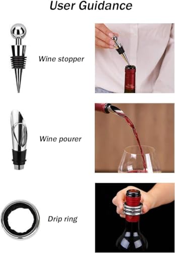 Cooko Wine Opener Set,Wine Bottle Opener Including Foil Cutter, Bottle Stopper Pourer and Extra Spiral,Wine Corkscrew Set,Gift box Opener Kit. - Image 4