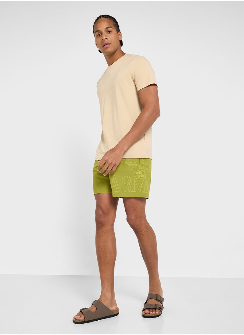 EMPORIO ARMANI - Beachwear Logo  Drawstring Shorts - Image 1
