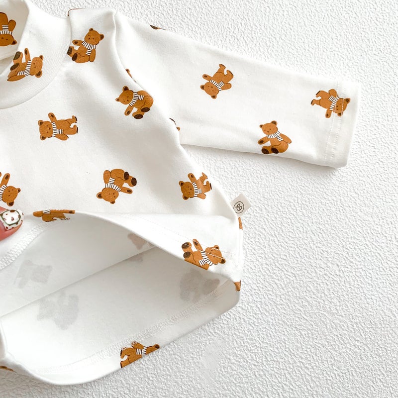 Ins Style Infant Cotton Top Semi-High Collar Base Shirt Baby Unisex Casual Printed Outer Wear T-Shirt - Image 3