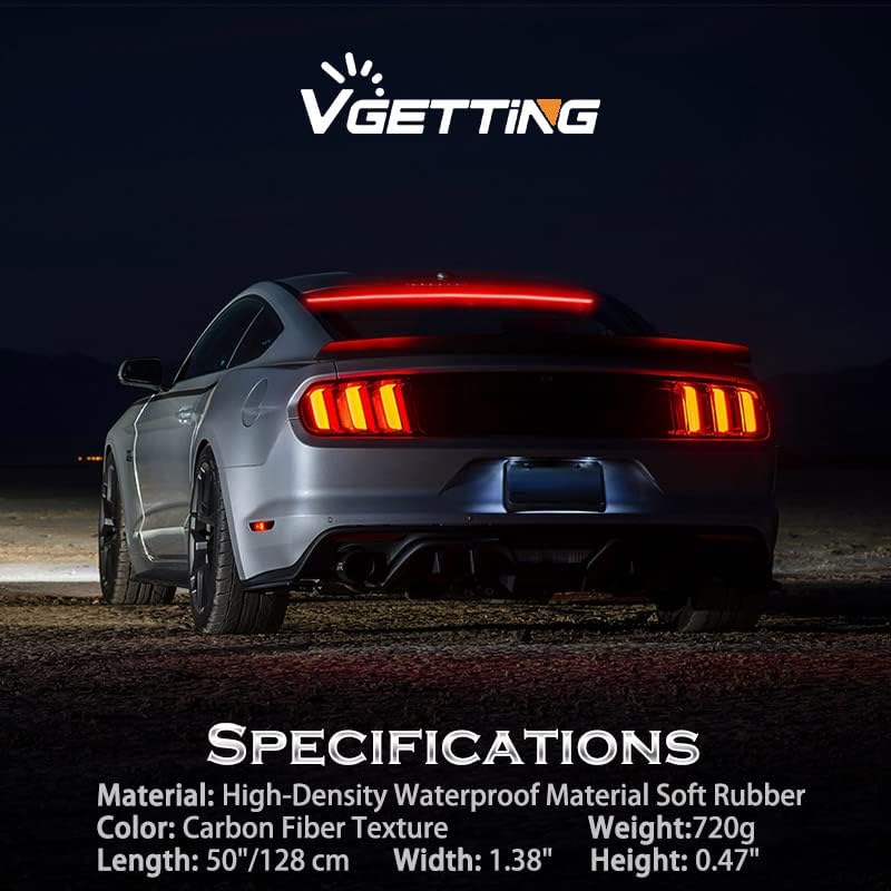 VGETTING 50 Inch LED Third Brake Light Bar - Carbon Fiber Red Sequential Light Strip - Image 5