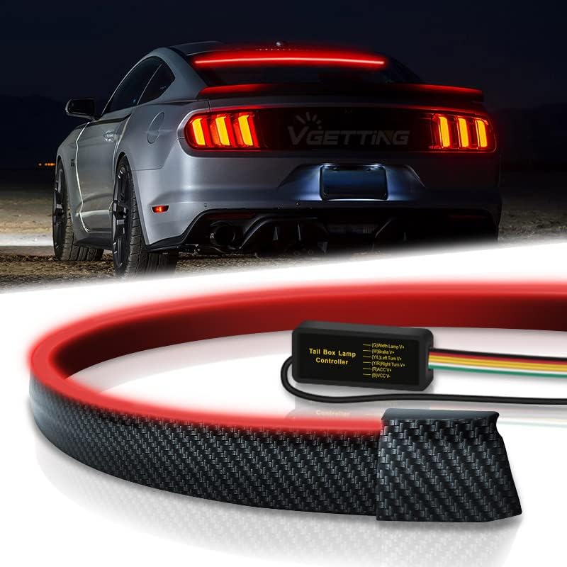 VGETTING 50 Inch LED Third Brake Light Bar - Carbon Fiber Red Sequential Light Strip - Image 1