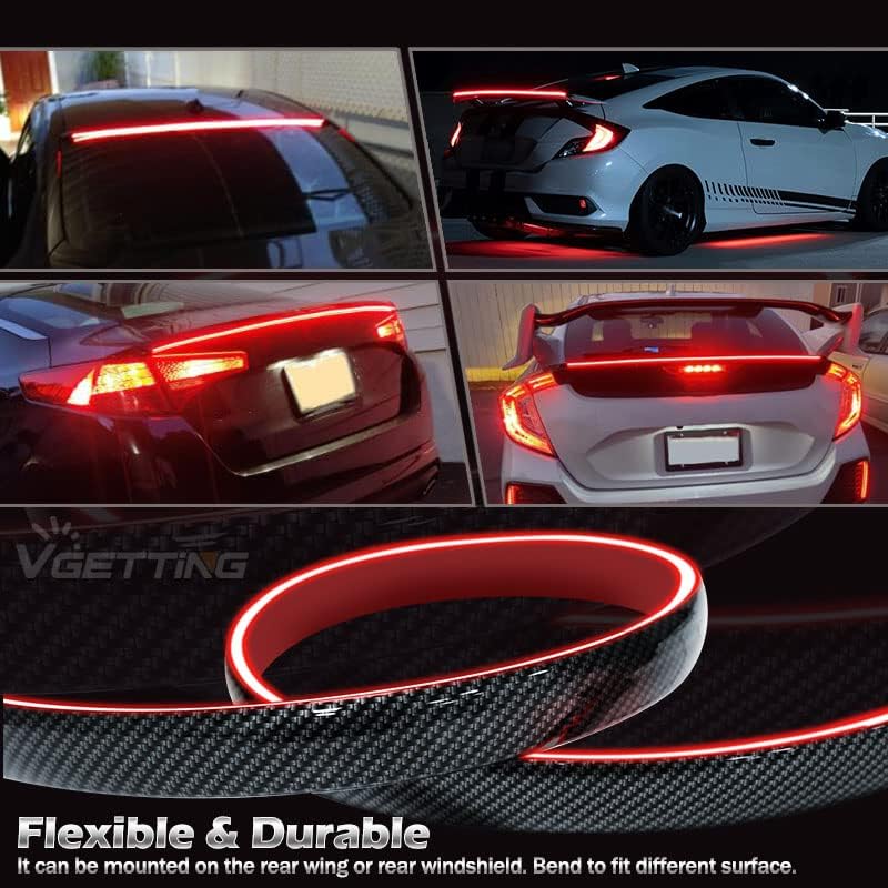 VGETTING 50 Inch LED Third Brake Light Bar - Carbon Fiber Red Sequential Light Strip - Image 3