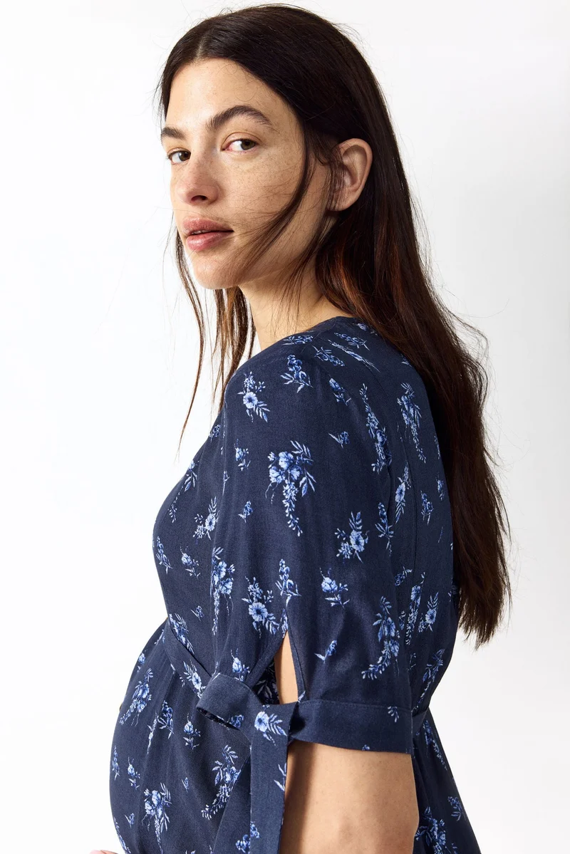 H&M  MAMA Tie-belt viscose dress for Women | Best Price UAE