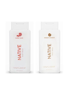 native Native Special Edition Winter Body Wash |for Women & Men | Sulfate Free, Paraben Free, Dye Free, with Naturally Derived Clean Ingredients, 18 oz each (2 Pack) (Candy Cane & Sugar Cookie) 