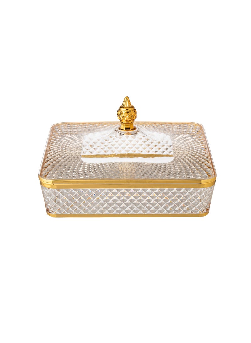 Bin Shihon Acrylic sweets and nuts box with golden decor - Image 1