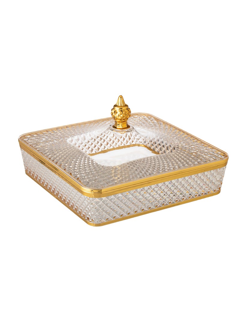 Bin Shihon Acrylic sweets and nuts box with golden decor - Image 2