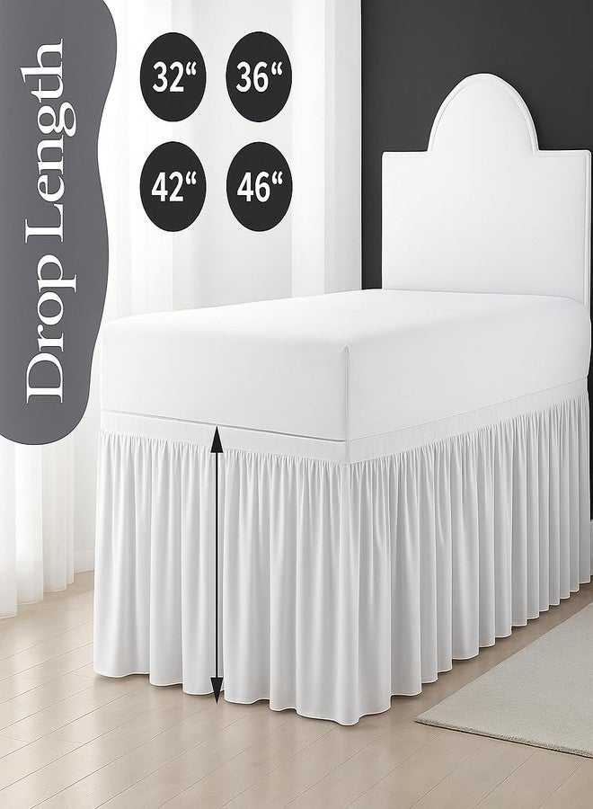 Cottingon Dorm Bed Skirt Twin XL 32" with Split Corners, 100% Microfiber Soft and Stylish, College Room Essential, Extra Long Dust Ruffle for Extended Beds, White - Image 2