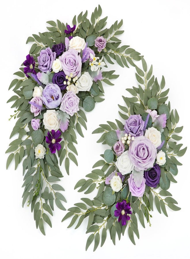 WEIERYUE Artificial Wedding Arch Flowers Kit(Pack of 2) for Wedding Arch, Bridal Shower, Ceremony and Reception Backdrop Decoration (Dancing Purple Kelsang Flowers) - Image 1