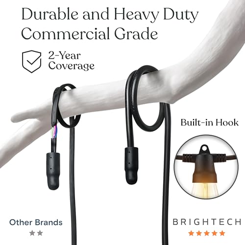 Brightech Ambience Pro Super Bright Solar - 48Ft Remote Control Outdoor String Lights with 15 Shatterproof S14 Bulbs, Commercial Grade LED, Waterproof Patio Lights, 4W Soft White for Patios, Gardens - Image 3